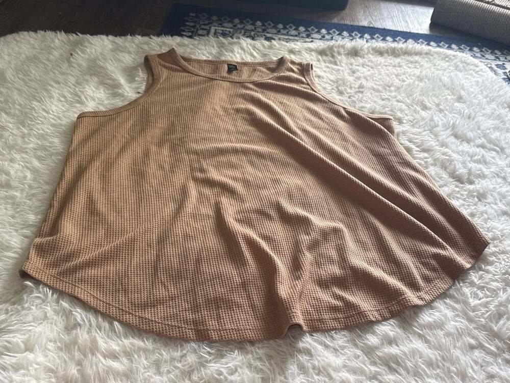 Emery Rose Plus Size‎ 4XL Waffle Knit Tan Sleeveless Tank Top